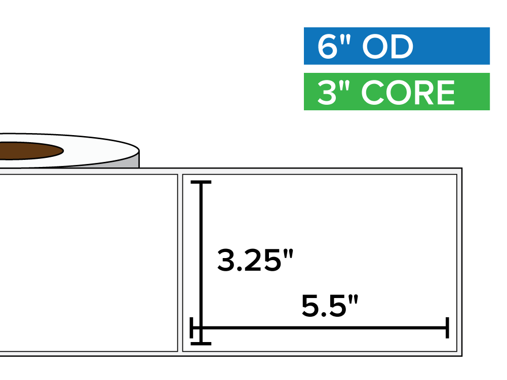 Rectangular Labels, Matte White Paper | 3.25 x 5.5 inches | 3 in. core, 6 in. outside diameter