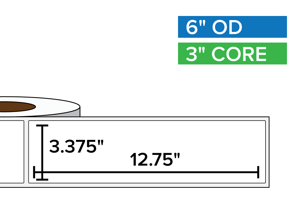 Rectangular Labels, Matte White Paper | 3.375 x 12.75 inches | 3 in. core, 6 in. outside diameter-Afinia Label Store