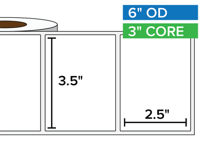 Rectangular Labels, Matte White Paper | 3.5 x 2.5 inches | 3 in. core, 6 in. outside diameter-Afinia Label Store