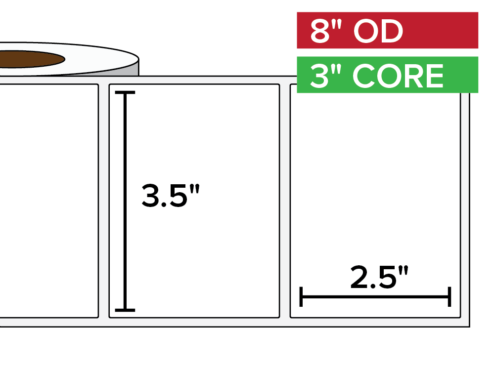 Rectangular Labels, Matte White Paper | 3.5 x 2.5 inches | 3 in. core, 8 in. outside diameter-Afinia Label Store