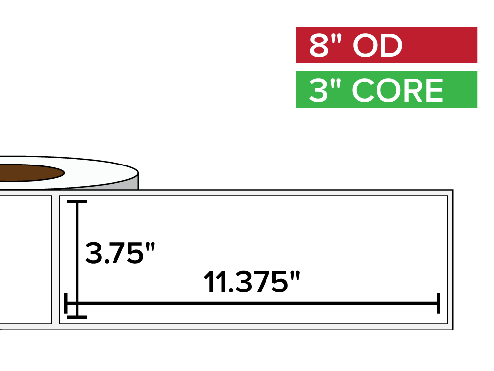 Rectangular Labels, Matte White Paper | 3.75 x 11.375 inches | 3 in. core, 8 in. outside diameter-Afinia Label Store