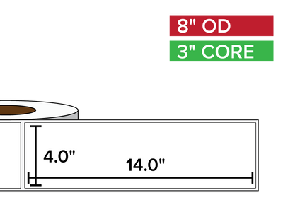 Rectangular Labels, Matte White Paper | 4 x 14 inches | 3 in. core, 8 in. outside diameter-Afinia Label Store