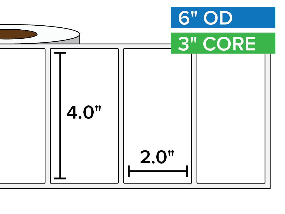 Rectangular Labels, Matte White Paper | 4 x 2 inches | 3 in. core, 6 in. outside diameter-Afinia Label Store