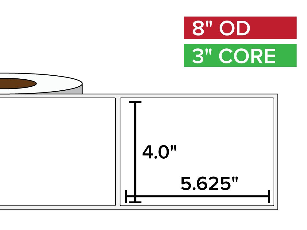 Rectangular Labels, Matte White Paper | 4 x 5.625 inches | 3 in. core, 8 in. outside diameter-Afinia Label Store