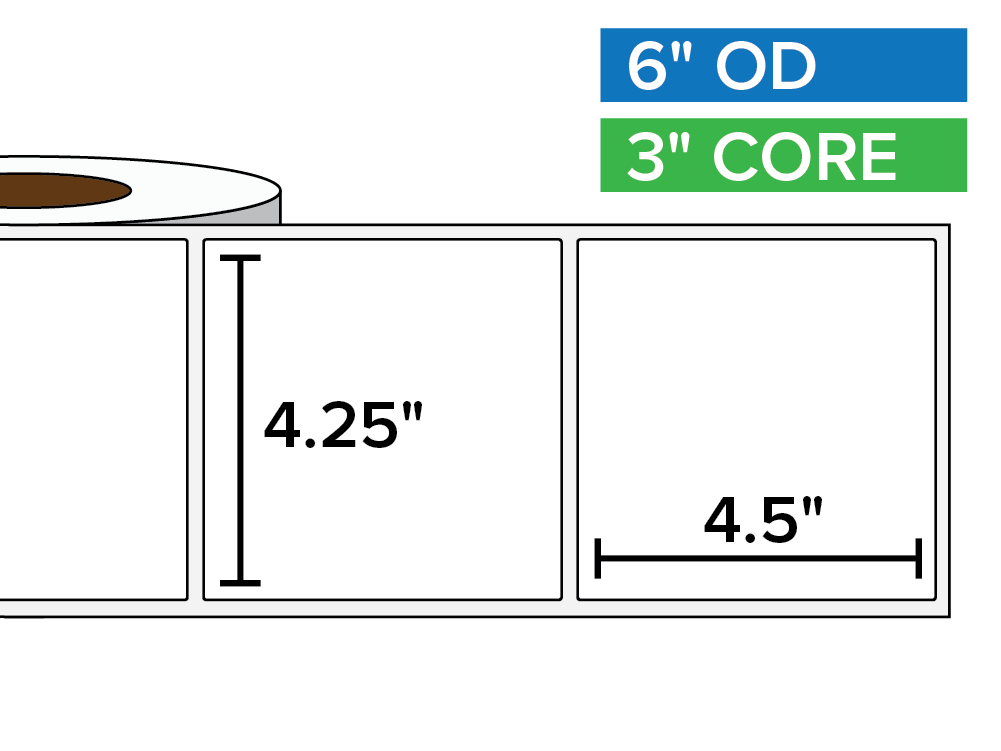 Rectangular Labels, Matte White Paper | 4.25 x 4.5 inches | 3 in. core, 6 in. outside diameter-Afinia Label Store