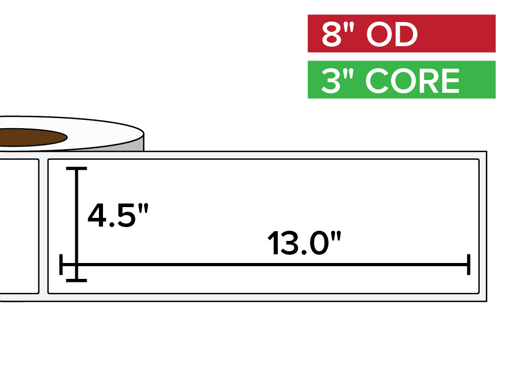 Rectangular Labels, Matte White Paper | 4.5 x 13 inches | 3 in. core, 8 in. outside diameter-Afinia Label Store