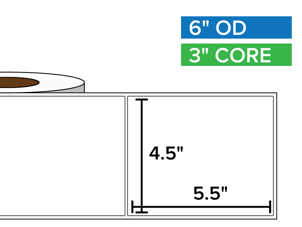 Rectangular Labels, Matte White Paper | 4.5 x 5.5 inches | 3 in. core, 6 in. outside diameter-Afinia Label Store