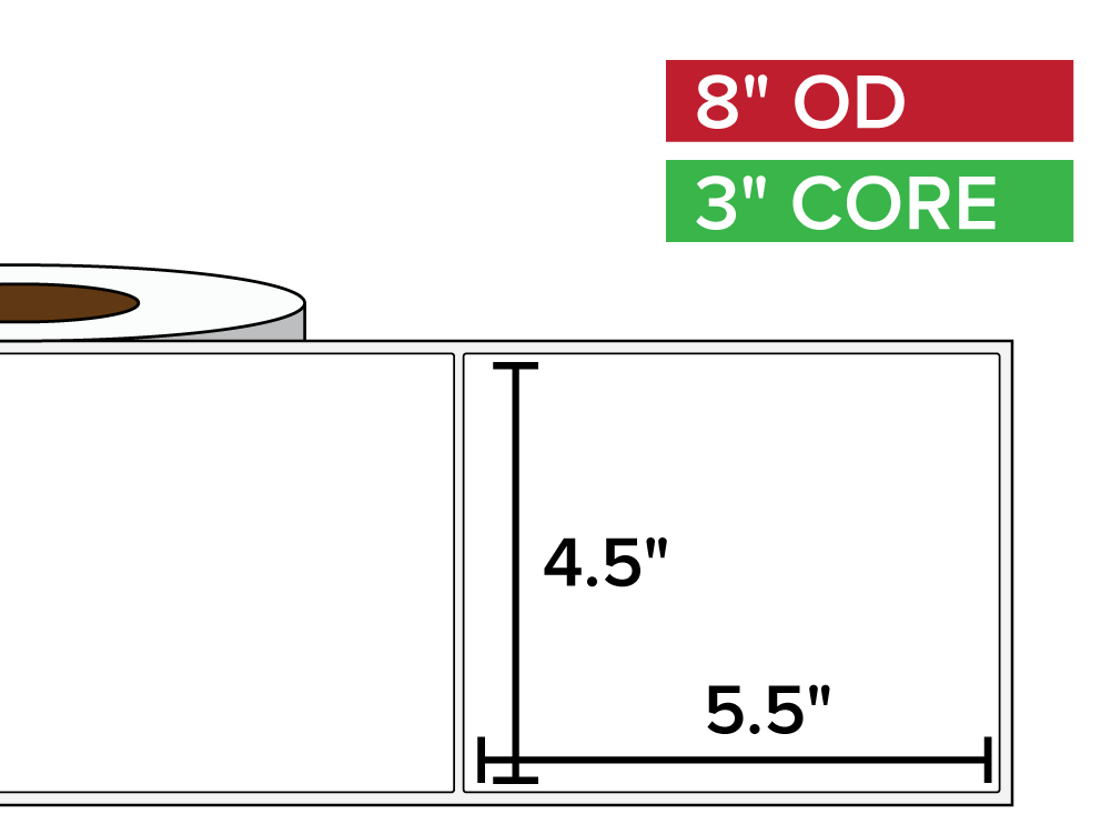 Rectangular Labels, Matte White Paper | 4.5 x 5.5 inches | 3 in. core, 8 in. outside diameter-Afinia Label Store