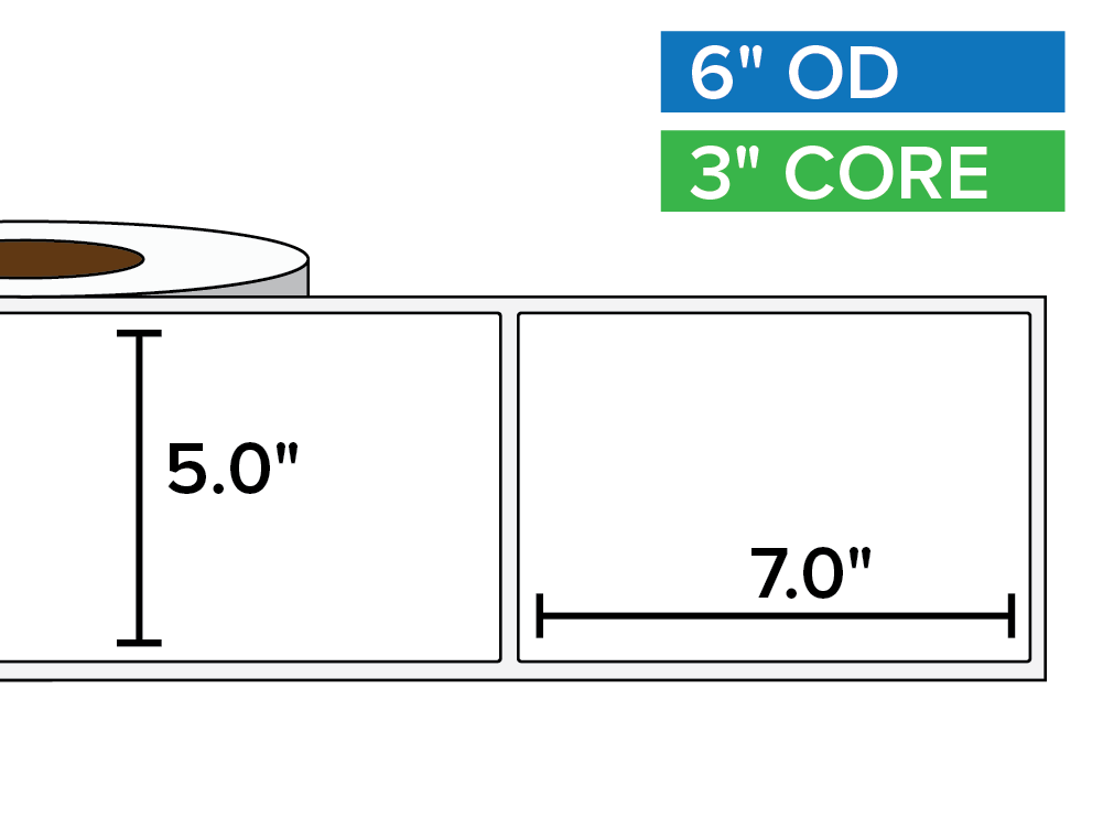 Rectangular Labels, Matte White Paper | 5 x 7 inches | 3 in. core, 6 in. outside diameter-Afinia Label Store