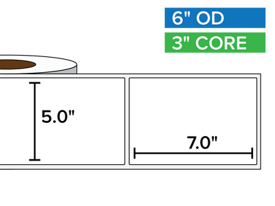 Rectangular Labels, Matte White Paper | 5 x 7 inches | 3 in. core, 6 in. outside diameter-Afinia Label Store