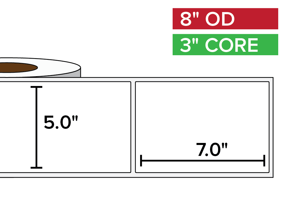 Rectangular Labels, Matte White Paper | 5 x 7 inches | 3 in. core, 8 in. outside diameter-Afinia Label Store