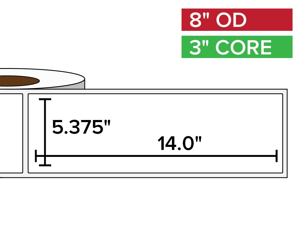 Rectangular Labels, Matte White Paper | 5.375 x 14 inches | 3 in. core, 8 in. outside diameter-Afinia Label Store