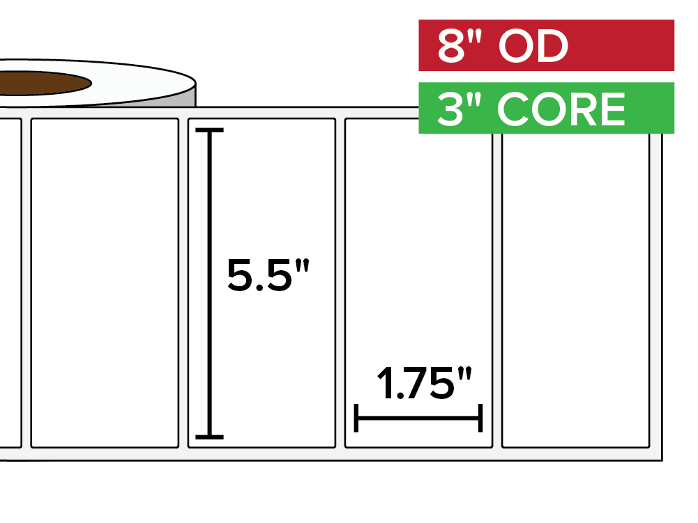 Rectangular Labels, Matte White Paper | 5.5 x 1.75 inches | 3 in. core, 8 in. outside diameter-Afinia Label Store