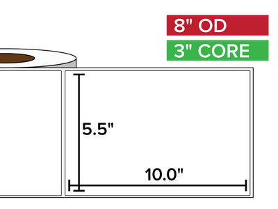 Rectangular Labels, Matte White Paper | 5.5 x 10 inches | 3 in. core, 8 in. outside diameter-Afinia Label Store