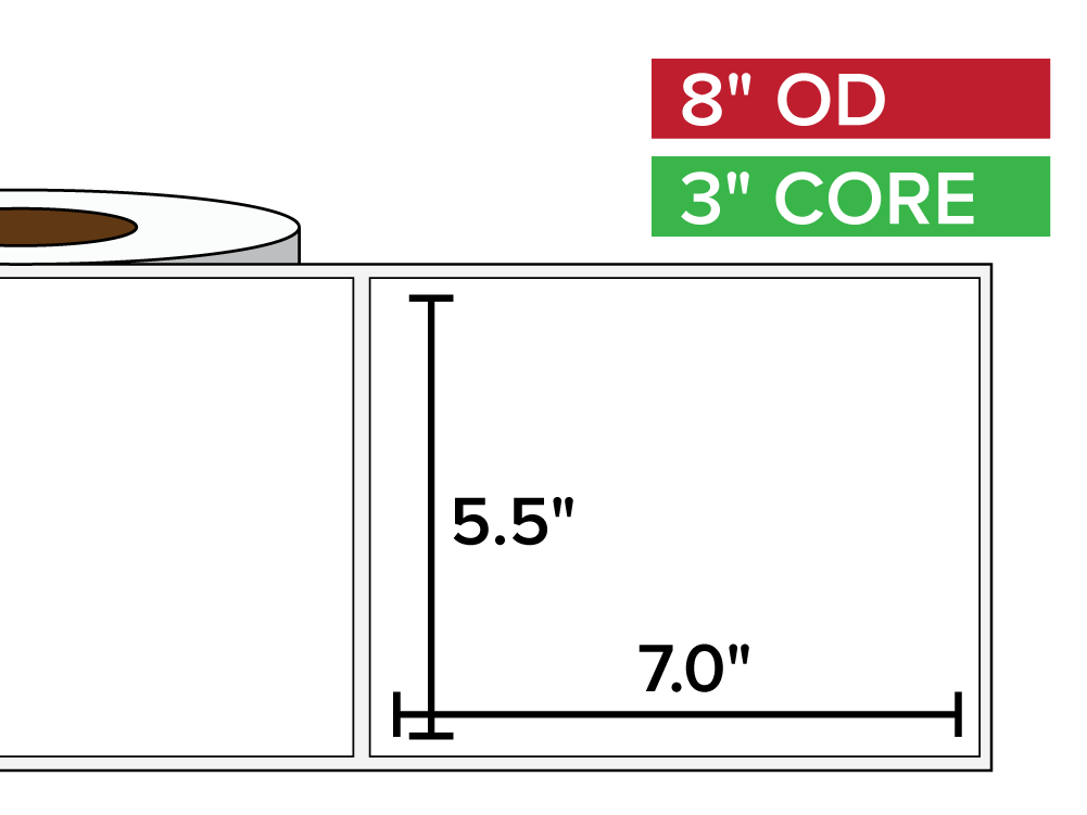 Rectangular Labels, Matte White Paper | 5.5 x 7 inches | 3 in. core, 8 in. outside diameter-Afinia Label Store