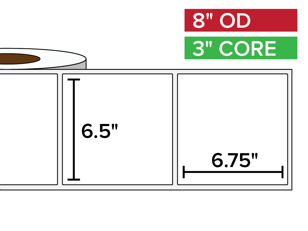 Rectangular Labels, Matte White Paper | 6.5 x 6.75 inches | 3 in. core, 8 in. outside diameter-Afinia Label Store