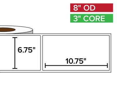 Rectangular Labels, Matte White Paper | 6.75 x 10.75 inches | 3 in. core, 8 in. outside diameter-Afinia Label Store