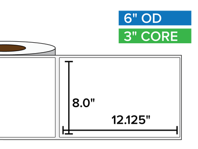 Rectangular Labels, Matte White Paper | 8 x 12.125 inches | 3 in. core, 6 in. outside diameter-Afinia Label Store