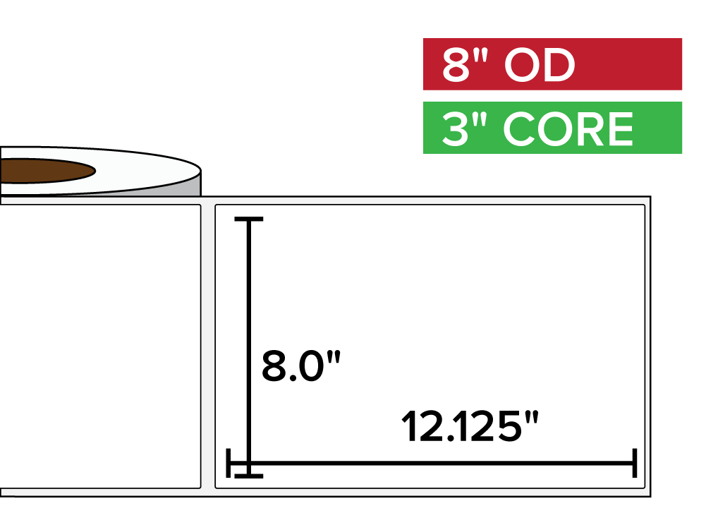 Rectangular Labels, Matte White Paper | 8 x 12.125 inches | 3 in. core, 8 in. outside diameter-Afinia Label Store