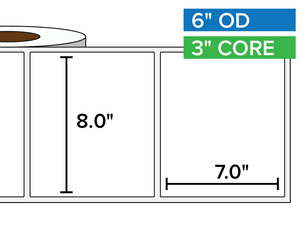 Rectangular Labels, Matte White Paper | 8 x 7 inches | 3 in. core, 6 in. outside diameter-Afinia Label Store