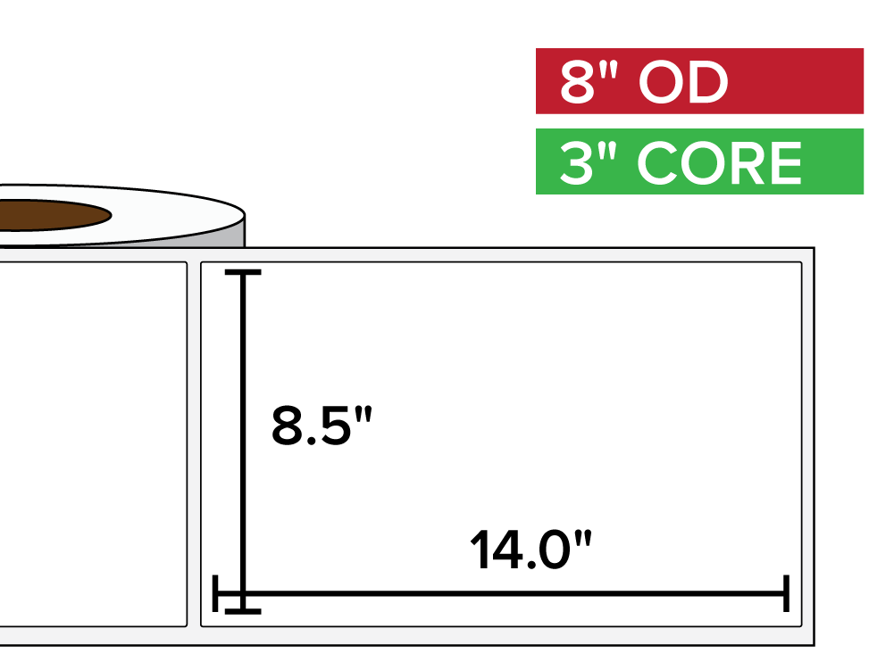 Rectangular Labels, Matte White Paper | 8.5 x 14 inches | 3 in. core, 8 in. outside diameter-Afinia Label Store